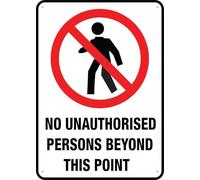 No Unauthorised Persons Beyond This Point 8"X12" Rust Free Aluminum Signs Outdoor, Metal Tin Sign For Home, Business, Yard