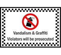 No vandalism or graffiti you will be prosecuted safety sign - Self adhesive sticker (200mm x 150mm)