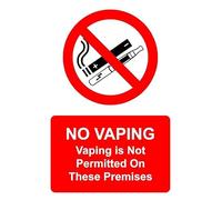 No vaping Vaping is not permitted on these premises safety sign - 1mm flexible Plastic sign (200mm x 150mm)