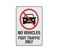 No Vehicles Foot Traffic Only Sign 12 X 8 Inches Reflective Aluminum Metal Warning Signage With Symbol For Indoor Outdoor Use