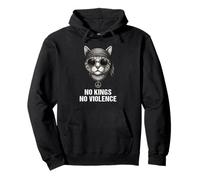 No Violence No Kings Cat Peace Sign Bandana US Flag Pullover Hoodie