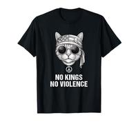 No Violence No Kings Cat Peace Sign Bandana US Flag T-Shirt