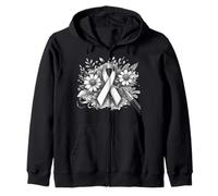 No visible text detected Awareness Ribbon Floral Art Zip Hoodie