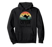 No visible text detected Otter Lovers Vintage Sunset Scene Pullover Hoodie