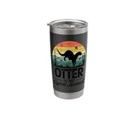 No Visible Text Detected Otter Lovers Vintage Sunset Scene Stainless Steel Insulated Tumbler