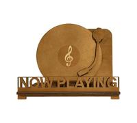No-w Playing Vinyl Record Stand, Wooden Stylish Vinyl Storage Stand and Decorative Or-ganiser, Wooden Display Record Rack for Music Fans