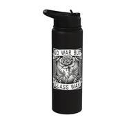 No War But Class War Labor Day Flag Thorny Flower Stainless Steel Insulated Water Bottle