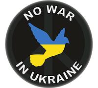 No War in Ukraine - 59mm Badge/Badges Statement Quote Dove Peace