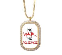 no war no violence love peworld Necklace Pendant Diamond Crystal Golden Jewelry