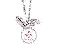 no war no violence love peworld Rabbit Necklace Pendant Bunny Animal Jewelry Gift