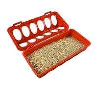 No Waste Poultry Feeder - Clamshell flíp Top Small Trough, Chick Quail Feeder with Holes, Perforated Feeding Tray for Rutin Chicken, Duck Pigeon for Farm Coop