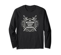 No Weapon Formed Shall Prosper Christian Faith Shield Long Sleeve T-Shirt