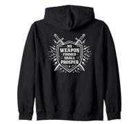 No Weapon Formed Shall Prosper Christian Faith Shield Zip Hoodie