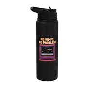 No Wi-Fi No Problem Retro Pixel TV Gaming Art Stainless Steel Insulated Water Bottle