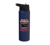 No Wi-Fi No Problem Retro Pixel TV Gaming Art Stainless Steel Insulated Water Bottle