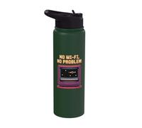 No Wi-Fi No Problem Retro Pixel TV Gaming Art Stainless Steel Insulated Water Bottle