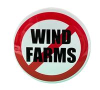 No Wind Farms Anti Protest Button Pinback Large 2.25 Inch Diameter Pin