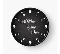 (No wine before nine=5084) Wall Clock 12 Inch Funny Mantel & Tabletop Art Decor for Home Bedroom Office