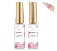 No Wipe Gel Top Coat, Ultra Thin Top Coat Nail Polish Gel, 2PCS Nail Top Coats, top coats gel polish, Crystal Clear, with Fine Brush Head, Perfect for Nail Art Decorations