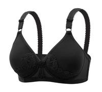 No Wire Bras for Women UK Black Bras for Women Women's Bra Without Underwire Comfort Sports Bra Padded Lace Bra Soft Stretch Bustier Hold Non Wired Sleep 42B Bras for Women Long Line Bras (Black, 42)