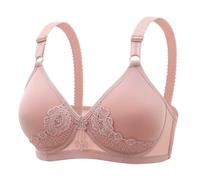 No Wire Bras for Women UK Black Bras for Women Women's Bra Without Underwire Comfort Sports Bra Padded Lace Bra Soft Stretch Bustier Hold Non Wired Sleep 42B Bras for Women Long Line Bras (Pink, 40)
