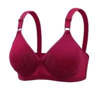 No Wire Bras for Women UK Black Bras for Women Women's Bra Without Underwire Comfort Sports Bra Padded Lace Bra Soft Stretch Bustier Hold Non Wired Sleep 42B Bras for Women Long Line Bras (Wine, 40)