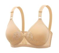 No Wire Bras for Women UK Black Bras for Women Women's Bra Without Underwire Comfort Sports Bra Padded Lace Bra Soft Stretch Bustier Hold Non Wired Sleep 42B Bras for Women Long Line Bras (Beige, 42)