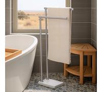 No Wobble Free Standing Towel Rails with Natural Marble Weighted Base, KES 2-Tier Towel Rail Holder Stand for Bathroom Floor, Upgraded Steady Design, 18/8 Stainless Steel, Brushed Finish, BTH235A-2