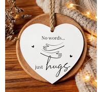 No Words Just Hugs Memorial Gift, Heart Acrylic Keepsake for Loss of Loved One. Sympathy Bereavement Thinking of You Gift with Rope for Grieving Friend, Mother. White Hugging Hands (7.3x6.8cm)