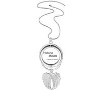 No worries Quote Art Deco Fashion Pendant Angel Wings Rotating Necklace Jewelry