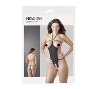 NO:XQSE - open, rhinestone-embellished black bodysuit (S-L)