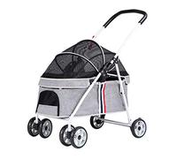 No-Zip Dog Stroller Pet Cat Travel Pushchair 2 in 1 Fold Dog Stroller for Small Medium Dogs 40 Ibs with Universal Wheels, Adjustable Canopy, Comfortable Basket- Pet Stroller (Light Gray)