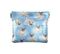 No Zipper Coin Pouch Forest Mushrooms Leaves Black Coin Purse Portable Pouch Change Wallet Organizers Size 4.3" X 3.7", Funny Pug Dogs Blue, One Size, Funny Pug Dogs Blue