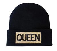 NO1 GIFTS Queen Beanie Hats and More (Queen) Gold Black