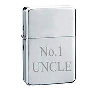 No1 UNCLE PERSONALISED ENGRAVED STAR CHROME PETROL LIGHTER 150 ENGRAVED FREE OF CHARGE