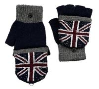 NO1Gifts Union Jack British Flag Knitted Unisex Fingerless Flap Over Mittens Gloves (NAVY)
