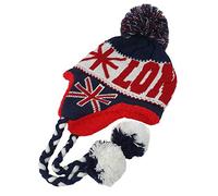NO1Gifts Women's Hats Pom Pom Union Jack British Flag Trapper with Fleece