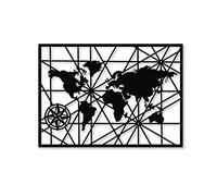 NO239 Metal Wall Art for both Indoor & Outdoor Decoration. World Map Sculpture Suitable to Decorate Living Room, Bathroom, Kitchen, Bedroom, Office and Garden. Easily Hang. 50 x 70 cm