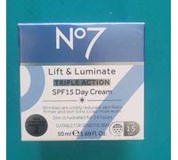 No7 Lift & Luminate TRIPLE ACTION Day Cream SPF15 | 50ml. RRP £20. Fast Shipping