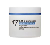 No7 Lift & Luminate Triple Action Fragrance Free Day Cream SPF 30 - Broad Spectrum Anti Aging Face Cream - Hydrating Hibiscus Peptides & Hyaluron
