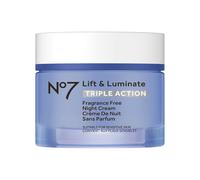 No7 Lift & Luminate Triple Action Fragrance Free Night Cream - Anti Wrinkle Collagen Peptide Brightening Cream - Skin Firming Hyaluronic Acid &