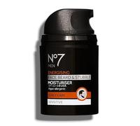 Nō7 Men | Energising Face,Beard & Stubble Moisturiser | SPF15,Hypoallergenic,Daily Care for Sensitive Skin | Lightweight,Easily Absorbed Moisturiser Helps Fight Skin Dryness & Coarse Facial Hair| 50mL
