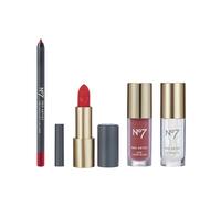 No7 Pro Artist Lip & Ch ollection 4 Piece Bundle - Taupe, Red