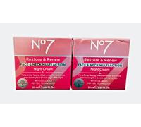 No7 Restore & Renew | Face & Neck Multi Action Night Cream | 2 X 50ml Duo-Set