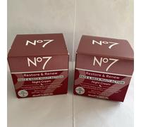 No7 Restore & Renew Face & Neck Multi Action Night Cream 2 X 50ml Full Size.