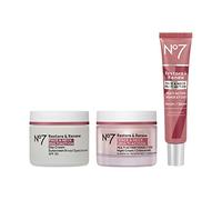 No7 Restore & Renew Face & Neck Multi Action Skincare System, pack of 1 | Includes SPF 30 Day Cream, Anti-Aging Facial Serum & Hydrating Night Cream, Vitamin C, Hyaluronic Acid & Collagen Peptides