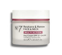 Nō7 | Restore & Renew Multi Action Face & Neck Day Cream | SPF 15 + UVA,Suitable for Sensitive Skin & Anti-Ageing Formula | 50mL[Box Excluded]