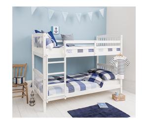 Noa & Nani Kids Solid Wood Bunk Bed with 2 Single Beds in White Brighton