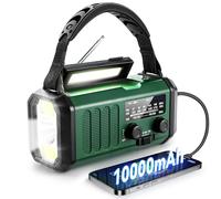 NOAA Emergency Weather Radio,Best Portable 10000mAh Battery/Hand Crank/Solar Powered AM/FM Wind Up Radios,Type-C Phone Charger,Flashlight,Reading Lamp,Compass,SOS Survival Alert,Power Outages Outdoor