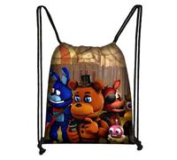 NOAFUNZO FANF Drawstring Bag Backpack,Five Nights Game Bonnie Foxy Chica Fazbear-3D Cartoon Pattern with Pockets Travel School Drawstring Backpack (Type 17, 32 * 38cm)